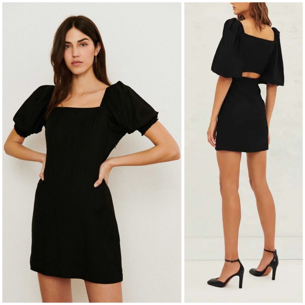 Ba&Sh Palaia Linen Blend Puff Sleeve Dress Size S
